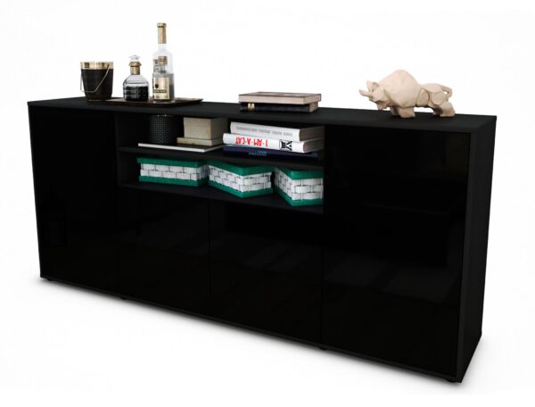Sideboard Elsita, Schwarz (180x79x35cm)