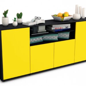 Sideboard Elsita | Korpus Anthrazit | Front in Gelb | 180x79x35cm (BxHxT)