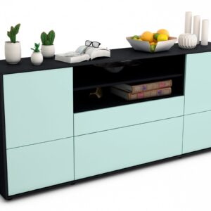 Sideboard Eluana | Korpus Anthrazit | Front in Mint | 180x79x35cm (BxHxT)