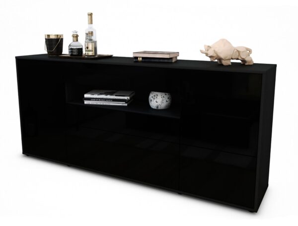 Sideboard Elvira, Schwarz (180x79x35cm)