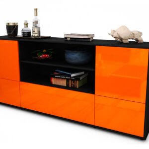 Sideboard Emanuela | Korpus Anthrazit | Front in Hochglanz Orange | 180x79x35cm (BxHxT)