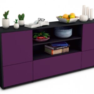 Sideboard Emanuela | Korpus Anthrazit | Front in Lila | 180x79x35cm (BxHxT)