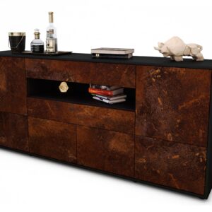 Sideboard Emely | Korpus Anthrazit | Front in Rost Optik | 180x79x35cm (BxHxT)