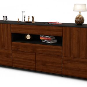 Sideboard Emely | Korpus Anthrazit | Front in Walnuss Holz Optik | 180x79x35cm (BxHxT)