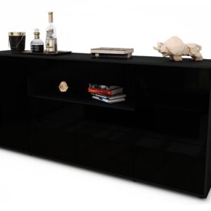 Sideboard Emely | Korpus Anthrazit | Front in Hochglanz Schwarz | 180x79x35cm (BxHxT)