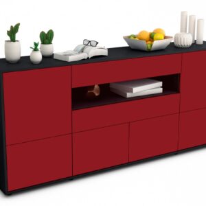 Sideboard Emely | Korpus Anthrazit | Front in Bordeaux | 180x79x35cm (BxHxT)