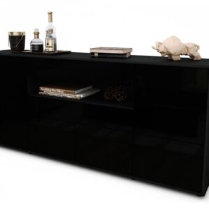Sideboard Emerelda | Korpus Anthrazit | Front in Hochglanz Schwarz | 180x79x35cm (BxHxT)