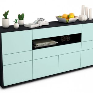 Sideboard Emerelda | Korpus Anthrazit | Front in Mint | 180x79x35cm (BxHxT)