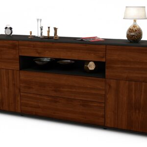 Sideboard Emma | Korpus Anthrazit | Front in Walnuss Holz Optik | 180x79x35cm (BxHxT)