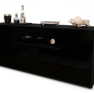 Sideboard Emma | Korpus Anthrazit | Front in Hochglanz Schwarz | 180x79x35cm (BxHxT)