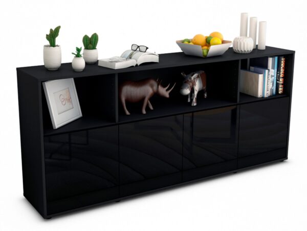 Sideboard Enrica, Schwarz (180x79x35cm)