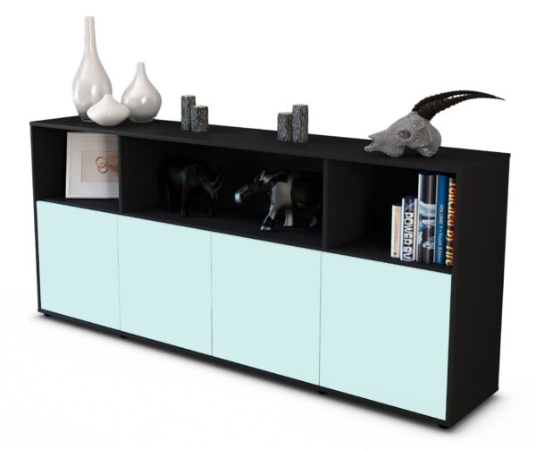 Sideboard Enrica | Korpus Anthrazit | Front in Mint | 180x79x35cm (BxHxT)