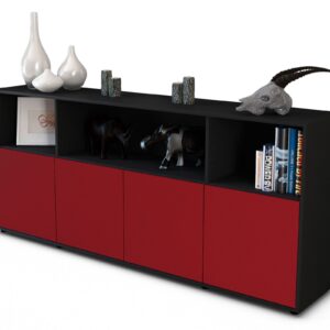 Sideboard Enrica | Korpus Anthrazit | Front in Bordeaux | 180x79x35cm (BxHxT)