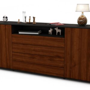 Sideboard Enzo | Korpus Anthrazit | Front in Walnuss Holz Optik | 180x79x35cm (BxHxT)