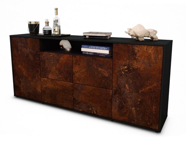 Sideboard Ephenia | Korpus Anthrazit | Front in Rost Optik | 180x79x35cm (BxHxT)