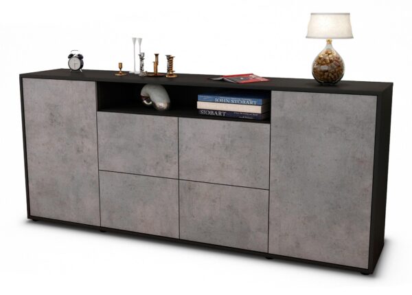 Sideboard Ephenia, Beton (180x79x35cm)