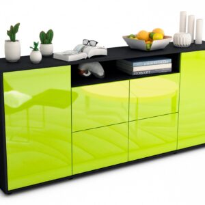 Sideboard Ephenia | Korpus Anthrazit | Front in Hochglanz Grün | 180x79x35cm (BxHxT)