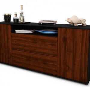 Sideboard Erina | Korpus Anthrazit | Front in Walnuss Holz Optik | 180x79x35cm (BxHxT)