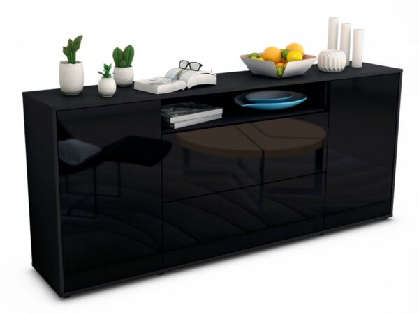 Sideboard Erina, Schwarz (180x79x35cm)