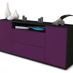 Sideboard Erina | Korpus Anthrazit | Front in Lila | 180x79x35cm (BxHxT)