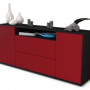 Sideboard Erina | Korpus Anthrazit | Front in Bordeaux | 180x79x35cm (BxHxT)