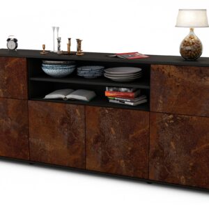 Sideboard Ermelina | Korpus Anthrazit | Front in Rost Optik | 180x79x35cm (BxHxT)