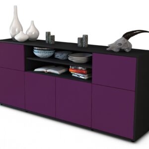 Sideboard Ermelina | Korpus Anthrazit | Front in Lila | 180x79x35cm (BxHxT)