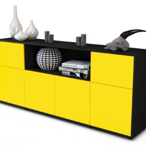 Sideboard Ermentrude | Korpus Anthrazit | Front in Gelb | 180x79x35cm (BxHxT)