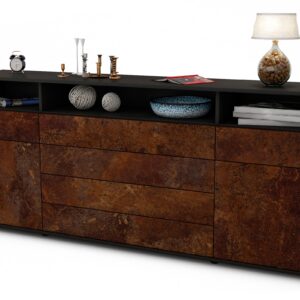 Sideboard Evelina | Korpus Anthrazit | Front in Rost Optik | 180x79x35cm (BxHxT)