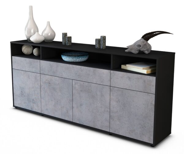 Sideboard Ezia, Beton (180x79x35cm)