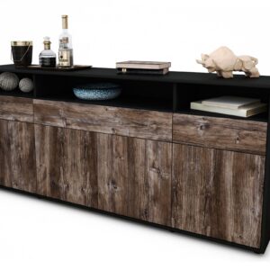 Sideboard Ezia | Korpus Anthrazit | Front in Treibholz Holz Optik | 180x79x35cm (BxHxT)