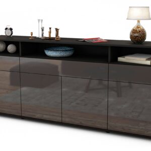 Sideboard Ezia | Korpus Anthrazit | Front in Hochglanz Grau | 180x79x35cm (BxHxT)