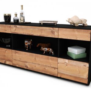 Sideboard Fabiana | Korpus Anthrazit | Front in Pinie Holz Optik | 180x79x35cm (BxHxT)