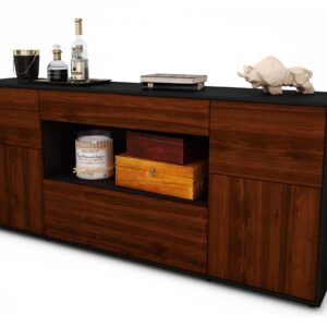 Sideboard Fabiola | Korpus Anthrazit | Front in Walnuss Holz Optik | 180x79x35cm (BxHxT)