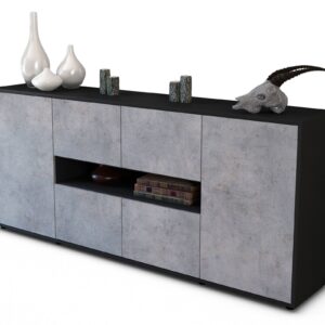 Sideboard Farina | Korpus Anthrazit | Front in Beton Optik | 180x79x35cm (BxHxT)