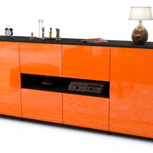 Sideboard Farina | Korpus Anthrazit | Front in Hochglanz Orange | 180x79x35cm (BxHxT)