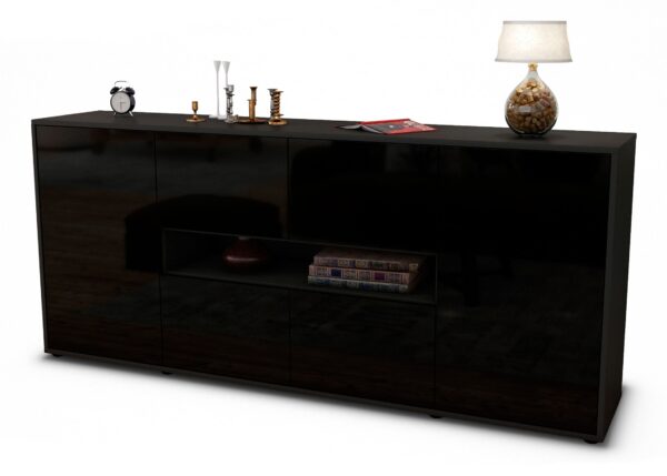 Sideboard Farina, Schwarz (180x79x35cm)