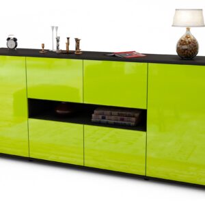 Sideboard Farina | Korpus Anthrazit | Front in Hochglanz Grün | 180x79x35cm (BxHxT)