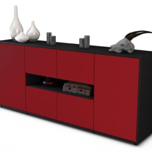 Sideboard Farina | Korpus Anthrazit | Front in Bordeaux | 180x79x35cm (BxHxT)