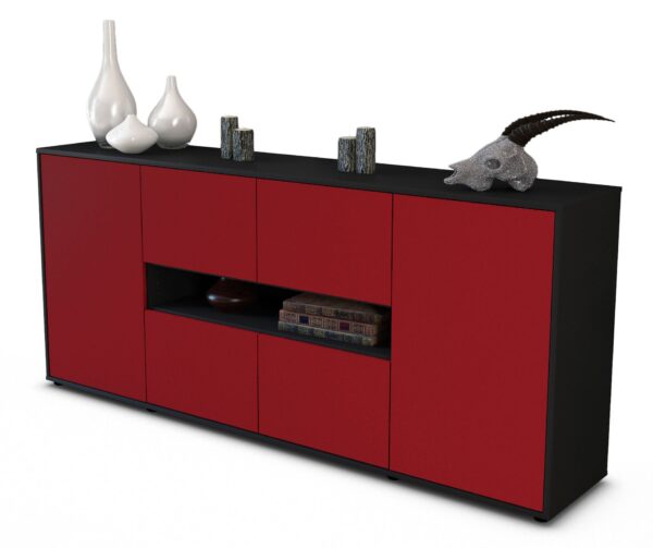 Sideboard Farina | Korpus Anthrazit | Front in Bordeaux | 180x79x35cm (BxHxT)