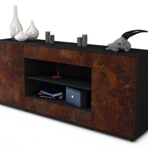Sideboard Feli | Korpus Anthrazit | Front in Rost Optik | 180x79x35cm (BxHxT)