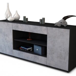 Sideboard Feli | Korpus Anthrazit | Front in Beton Optik | 180x79x35cm (BxHxT)
