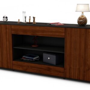 Sideboard Feli | Korpus Anthrazit | Front in Walnuss Holz Optik | 180x79x35cm (BxHxT)