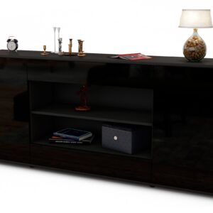 Sideboard Feli | Korpus Anthrazit | Front in Hochglanz Schwarz | 180x79x35cm (BxHxT)