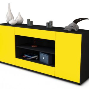 Sideboard Feli | Korpus Anthrazit | Front in Gelb | 180x79x35cm (BxHxT)