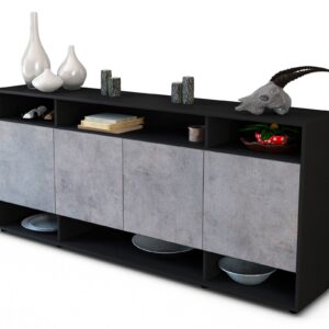 Sideboard Felia | Korpus Anthrazit | Front in Beton Optik | 180x79x35cm (BxHxT)