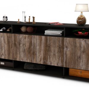 Sideboard Felia | Korpus Anthrazit | Front in Treibholz Holz Optik | 180x79x35cm (BxHxT)