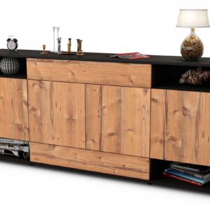 Sideboard Felicia | Korpus Anthrazit | Front in Pinie Holz Optik | 180x79x35cm (BxHxT)
