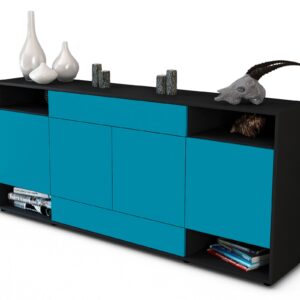 Sideboard Felicia | Korpus Anthrazit | Front in Türkis | 180x79x35cm (BxHxT)