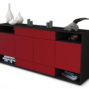 Sideboard Felicia | Korpus Anthrazit | Front in Bordeaux | 180x79x35cm (BxHxT)